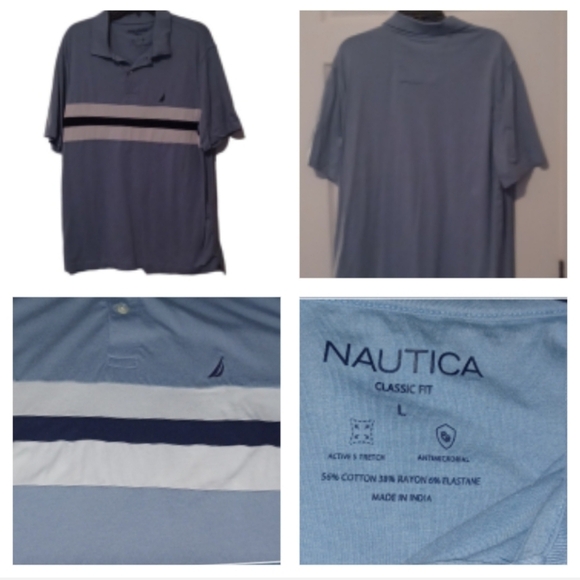💙🌺Nautica Blue Polo Shirt with Nautical Logo - Picture 1 of 8